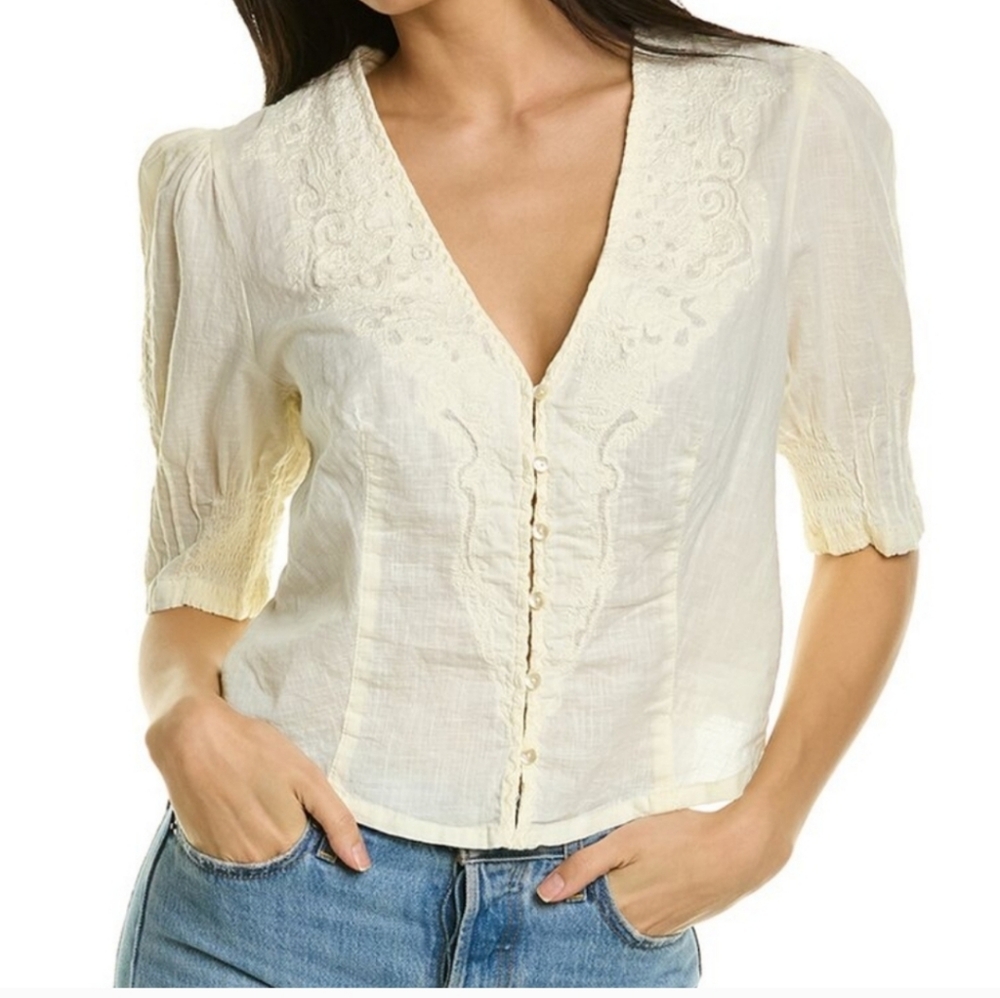NWT Free People Laurie Embroidered Top- Large